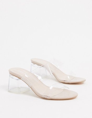 Public Desire Aries mules with clear detail in beige | ASOS