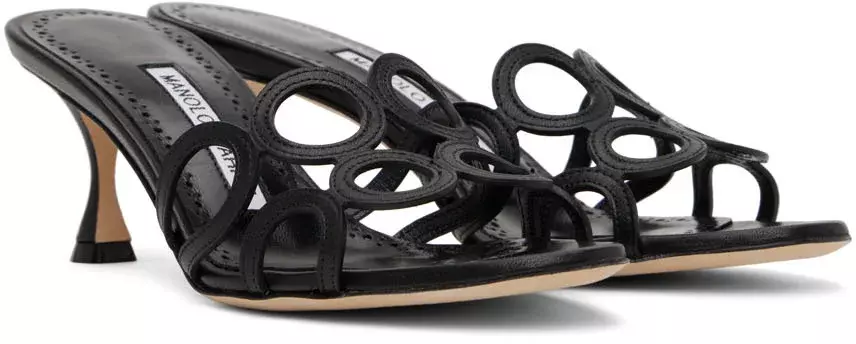 MANOLO BLAHNIK Black Barimu Heel Sandals