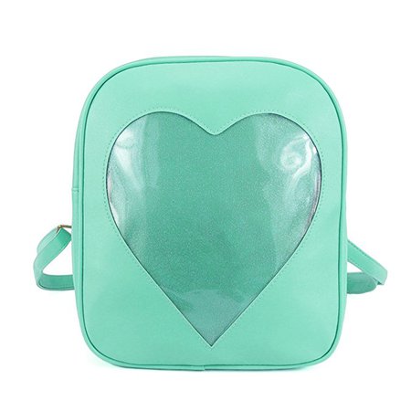 Amazon.com | 2018 Summer Candy Backpacks Transparent Love Heart Shape Pu Leather School Bags for Teenage Girls Kids Purse Lovely Ita Bag (green) | Kids' Backpacks