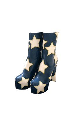 blue and white star platform boots