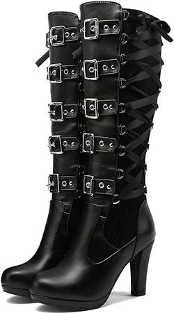 Lace Goth Knee High Boots
