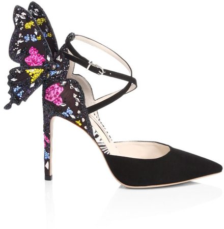 Chiara Butterfly Satin & Suede Pumps
