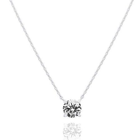 Amazon.com: PAVOI 14K Gold Plated Swarovski Crystal Solitaire 1.5 Carat (7.3mm) CZ Dainty Choker Necklace | White Gold Necklaces for Women: PAVOI Jewelry