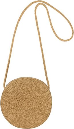Yomietar Womens Small Round Straw Crossbody Bag Beach Shoulder Bag Handbag Purse for Summer, Brown: Handbags: Amazon.com