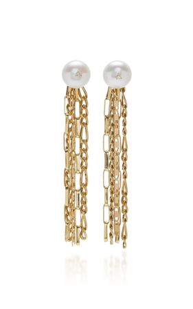 Minimal 18k Yellow Gold Pearl Earrings By Carolina Neves | Moda Operandi