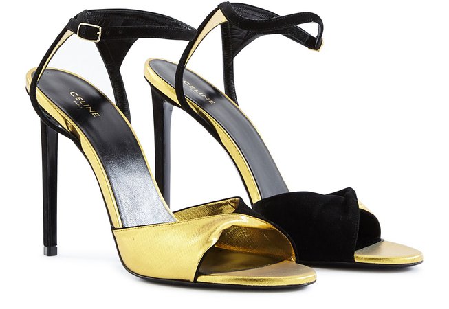 Women's Celine Sharp sandal in velvet doeskin and metallic fabric | CELINE | 24S