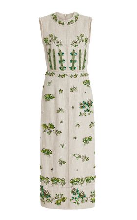 Ellery Embroidered Linen Midi Dress By Erdem | Moda Operandi
