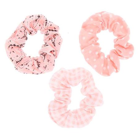 Bandana Print Mix Hair Scrunchies - Baby Pink, 3 Pack | Claire's US
