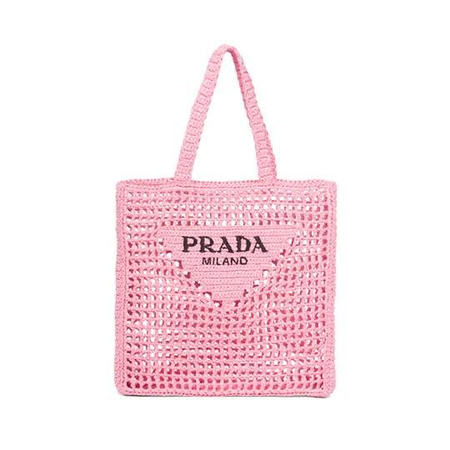 pink crochet prada bag