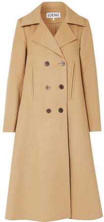 Double-breasted Wool And Cashmere-blend Coat - Camel