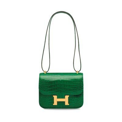 A SHINY CACTUS ALLIGATOR MINI CONSTANCE 18 WITH GOLD HARDWARE | HERMÈS, 2017 | 21st Century, bags | Christie's