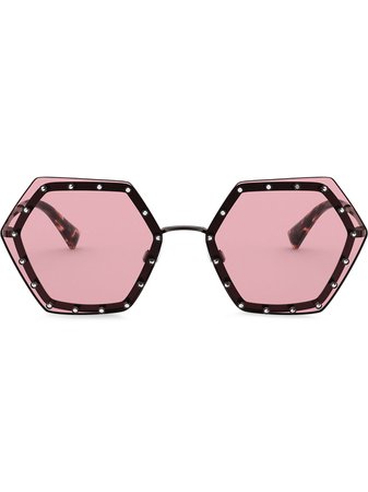 Valentino Eyewear crystal-embellished hexagonal-frame Sunglasses - Farfetch