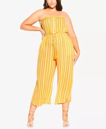 City Chic Trendy Plus Size Bold Stripe Strapless Jumpsuit & Reviews - Pants & Capris - Plus Sizes - Macy's
