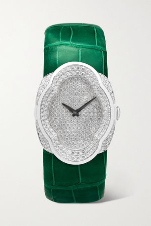 White gold Opera 28mm 18-karat white gold, alligator and diamond watch | Buccellati | NET-A-PORTER