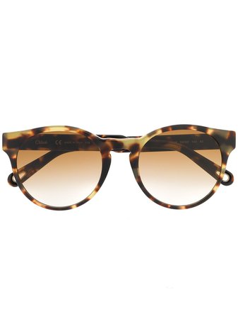 Chloé Eyewear tortoiseshell round sunglasses - FARFETCH