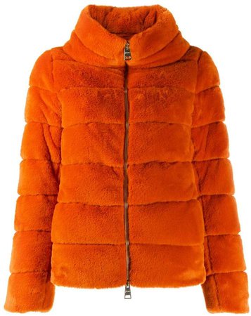 quilted faux-fur jacket