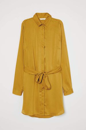 Blouse with Tie Belt - Yellow