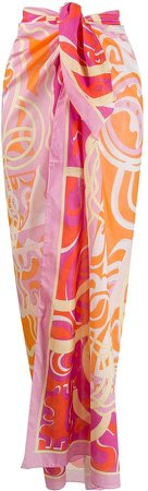 abstract print knotted waist skirt