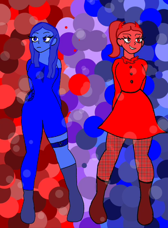 Red and Blue Opposite Art