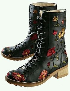 black floral boots
