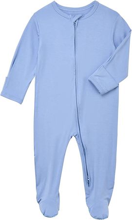 Amazon.com: Aablexema Baby Footie Bamboo Pajamas Zipper - Unisex Infant Newborn Sleep Play Footed Onesie Pjs with Mittens: Clothing, Shoes & Jewelry