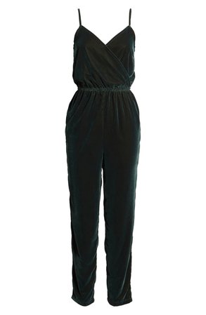 cupcakes and cashmere Budapest Wrap Front Velvet Jumpsuit | Nordstrom