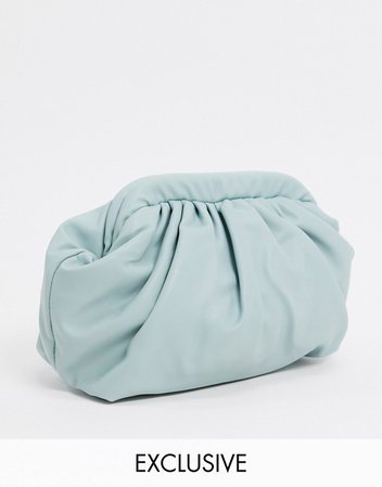 My Accessories London Exclusive slouchy pillow clutch bag in sage green | ASOS