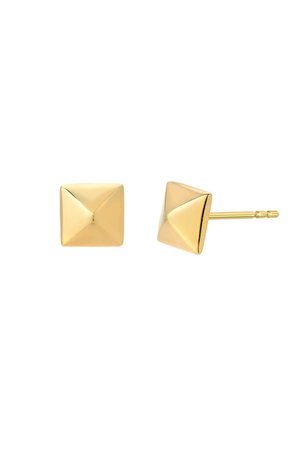 14k Gold Pyramid Stud Earrings | Etsy