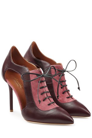 Suede and Leather Lace-Up Pumps with Cut-Outs Gr. EU 39.5