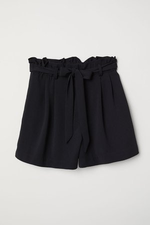 Black Shorts with Tie-belt