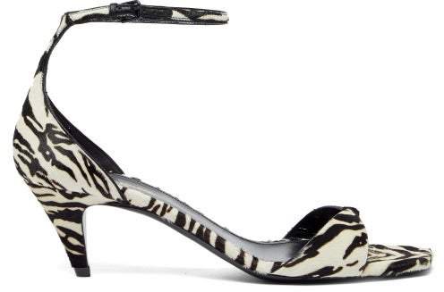 Charlotte 55 Tiger Effect Calf Hair Sandals - Womens - Black White
