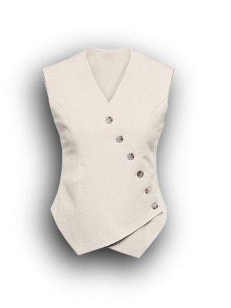 Cicy Bell Women's V Neck Vests Sleeveless Button Up Asymmetrical Hem Work Office Waistcoats