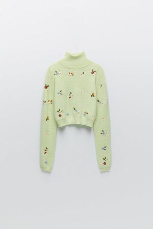 FLORAL EMBROIDERY KNIT SWEATER | ZARA United States