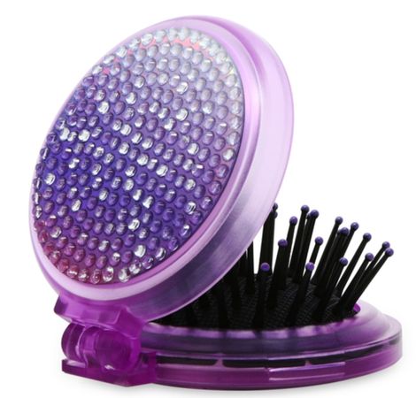 purple brush mirror compact Glitter