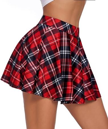 Amazon.com: Avidlove Pleated Mini Skirt Plaid Skirts High Waist A Line Skater Skirt for Lingerie Schoolgirl: Clothing, Shoes & Jewelry