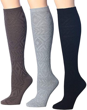 Tipi Toe Women's 3-Pairs Winter Warm Knee High / Over The Knee With Buttons Cotton-Blend Boot Socks KH02 at Amazon Women’s Clothing store