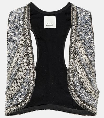 Oumi Embellished Cropped Vest in Silver - Isabel Marant | Mytheresa
