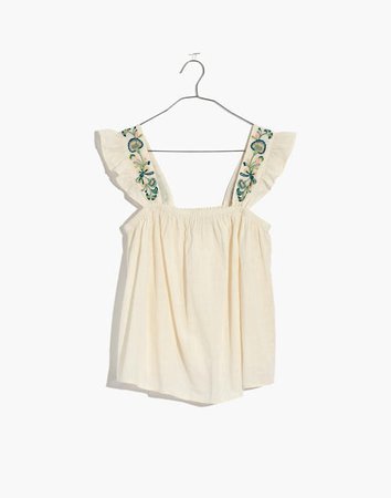 Embroidered-Strap Swing Top