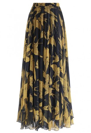 Swallows Print Maxi Skirt - NEW ARRIVALS - Retro, Indie and Unique Fashion