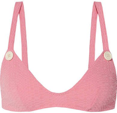 Magdalena Seersucker Bikini Top - Baby pink