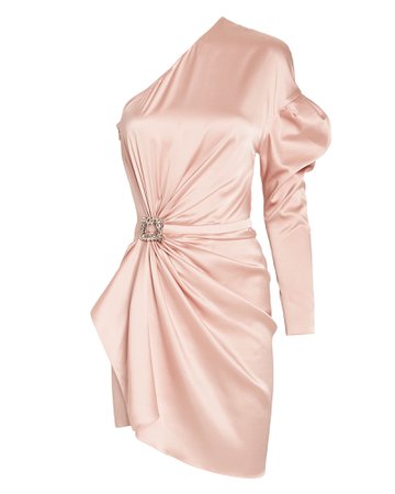 Twisted Satin One-Shoulder Dress