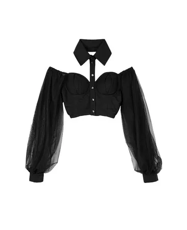 black cropped blouse