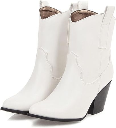 Amazon.com | Bviennic Women Pointed Toe Slip On Warm Short Cowboy Boots | Shoes