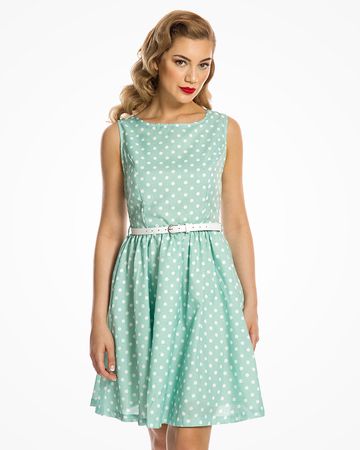 Audrina Mint Polka Dot Print Swing Dress | Vintage Inspired Fashion | Lindy Bop