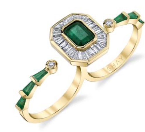Emerald & Yellow Gold Double Ring
