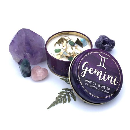 Gemini Zodiac Tin Candle 3oz Hidden Crystals Herbs | Etsy