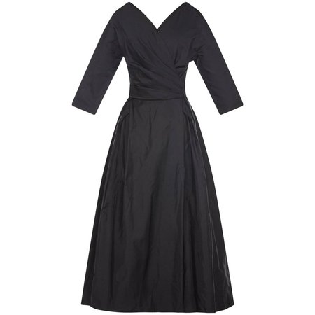 1950s Jean Wurtz Haute Couture Black Silk New Look Dress For Sale at 1stdibs