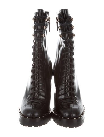 Valentino Leather Rockstud Boots - Shoes - VAL122740 | The RealReal