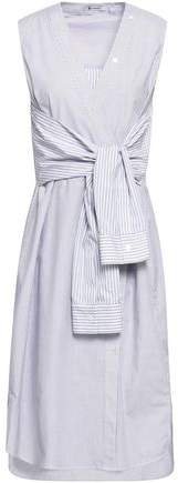 Tie-front Striped Cotton-poplin Dress