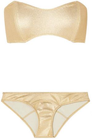 Natalie Metallic Bandeau Bikini - Gold